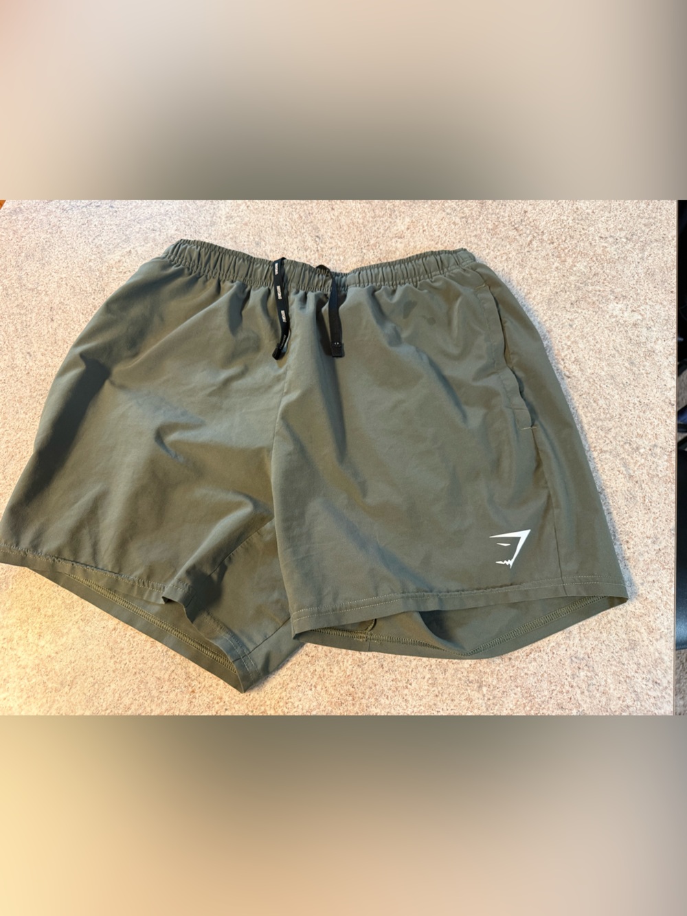 Gymshark Olive Green Training Shorts with Logo Tag
